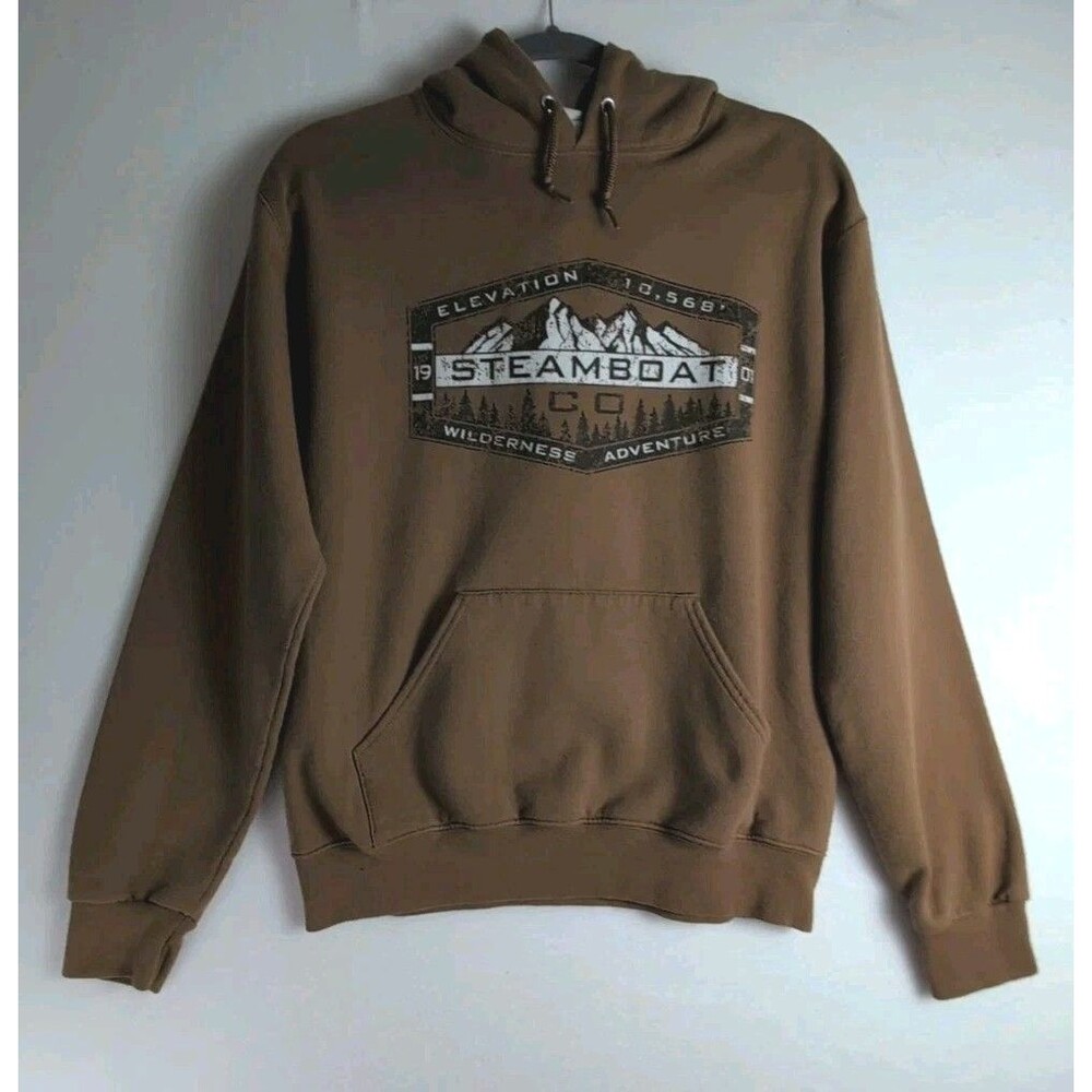 Women's Vintage Style Hooded Sweatshirt - Colorado Adventure Brown Size Small